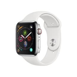 Apple Watch (Series 4) 2018 GPS + Celular 44 - Aço inoxidável Prateado - Bracelete desportiva Branco