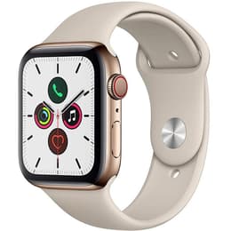 Apple Watch (Series 4) Setembro 2018 44 - Aço inoxidável Dourado - Circuito desportivo Cinzento (Sand)