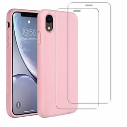 Capa iPhone XR e 2 películas de proteção - Silicone - Rosa