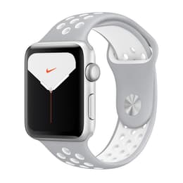 Apple Watch Series 5 (2019) GPS + Celular 44 mm - Alumínio Prateado - Bracelete desportiva Nike Branco