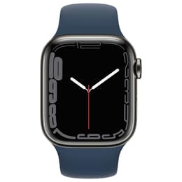 Apple Watch (Series 7) 2021 GPS + Celular 45 - Aço inoxidável Preto - Bracelete desportiva Azul