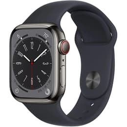 Apple Watch (Series 8) 2022 GPS + Celular 41 - Aço inoxidável Grafite - Bracelete desportiva Preto