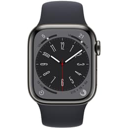 Apple Watch Series 8 (2022) GPS + Celular 41 mm - Aço inoxidável Grafite - Bracelete desportiva Preto