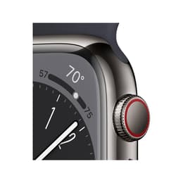 Apple Watch Series 8 (2022) GPS + Celular 41 mm - Aço inoxidável Grafite - Bracelete desportiva Preto