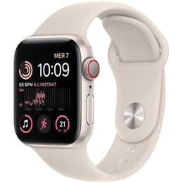 Apple Watch (Series SE) 2022 GPS + Celular 44 - Alumínio Luz das estrelas - Bracelete desportiva Branco