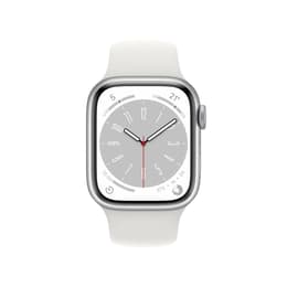 Apple Watch (Series 8) 2022 GPS + Celular 45 - Aço inoxidável Prateado - Bracelete desportiva Branco