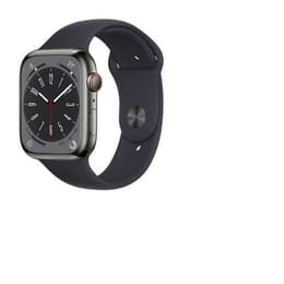 Apple Watch (Series 8) 2022 GPS + Celular 45 - Aço inoxidável Cinzento - Bracelete desportiva Preto