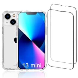 Capa iPhone 13 mini e 2 películas de proteção - Plástico reciclado - Transparente