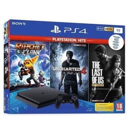 PlayStation 4 Slim 500GB - Preto + The Last of Us Remastered + Ratchet & Clank + Uncharted 4 A Thief's End