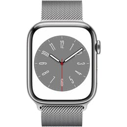 Apple Watch Series 8 (2022) GPS + Celular 45 mm - Aço inoxidável Prateado - Loop milanesa Cinzento