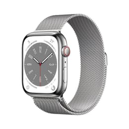 Apple Watch Series 8 (2022) GPS + Celular 45 mm - Aço inoxidável Prateado - Loop milanesa Cinzento