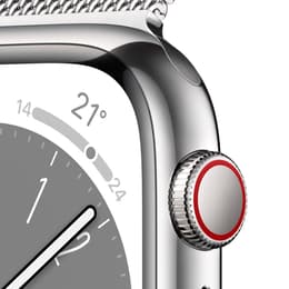 Apple Watch Series 8 (2022) GPS + Celular 45 mm - Aço inoxidável Prateado - Loop milanesa Cinzento