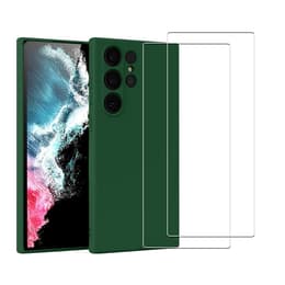Capa Galaxy S22 Ultra 5G e 2 películas de proteção - Silicone - Verde