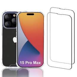 Capa iPhone 15 Pro Max e 2 películas de proteção - Plástico reciclado - Transparente
