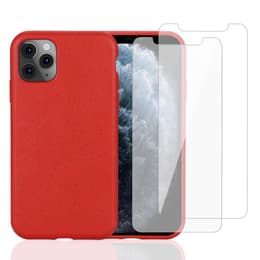 Capa iPhone 11 Pro e 2 películas de proteção - Material natural - Vermelho