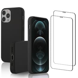 Capa iPhone 12/iPhone 12 Pro e 2 películas de proteção - Silicone - Preto
