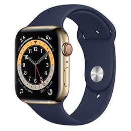 Apple Watch (Series 6) 2020 GPS + Celular 40 - Aço inoxidável Dourado - Bracelete desportiva Azul