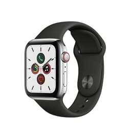 Apple Watch (Series 5) 2019 GPS + Celular 40 - Aço inoxidável Prateado - Loop desportiva Preto