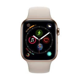 Apple Watch (Series 5) 2019 GPS 44 - Aço inoxidável Dourado - Bracelete desportiva Cinzento (Sand)