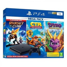 PlayStation 4 Slim 1000GB - Preto + Crash Team Racing + Spyro Reignited Trilogy + Ratchet & Clank