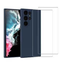 Capa Galaxy S22 Ultra 5G e 2 películas de proteção - Silicone - Azul