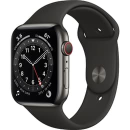 Apple Watch (Series 6) 2020 GPS 44 - Aço inoxidável Cinzento sideral - Bracelete desportiva Preto