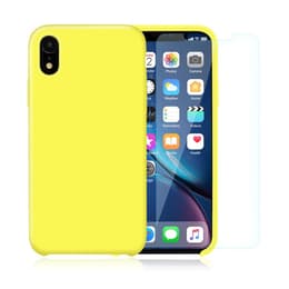 Capa iPhone XR e 2 películas de proteção - Silicone - Amarelo