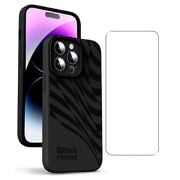 Back Market Capa iPhone 14 Pro e película de proteção - 100% biodegradável - Preto - Padrão de Onda