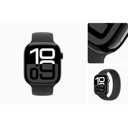 Apple Watch Series 10 (2024) GPS + Celular 46 mm - Alumínio Preto brilhante - Loop desportiva Preto