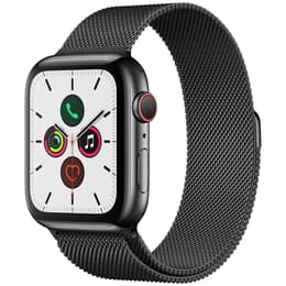 Apple Watch (Series 5) 2019 GPS + Celular 44 - Aço inoxidável Cinzento sideral - Loop milanesa Preto