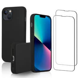Capa iPhone 14 Plus e 2 películas de proteção - Silicone - Preto