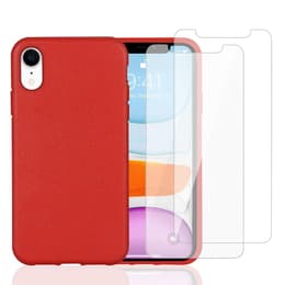 Capa iPhone XR e 2 películas de proteção - Material natural - Vermelho