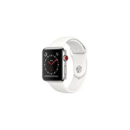 Apple Watch (Series 3) 2017 GPS + Celular 42 - Cerâmica Prateado - Circuito desportivo Branco