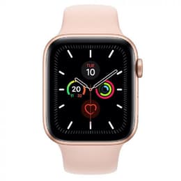 Apple Watch (Series 5) 2019 GPS + Celular 44 - Aço inoxidável Dourado - Bracelete desportiva Rosa (Sand)