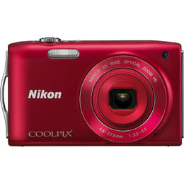 Compacto S3300 - Vermelho + Nikon Nikkor 6X Wide Optical Zoom VR Lens 26-156mm f/3.3-6.5 f/3.3-6.5
