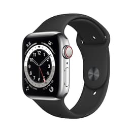 Apple Watch (Series 6) 2020 GPS + Celular 44 - Titânio Prateado - Bracelete desportiva Preto