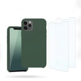 Capa iPhone 11 Pro Max e 2 películas de proteção - Silicone - Verde