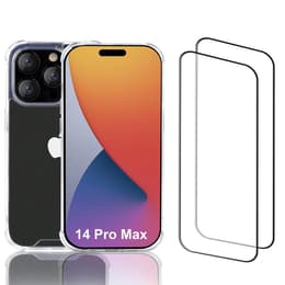 Capa iPhone 14 Pro Max e 2 películas de proteção - Plástico reciclado - Transparente