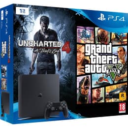 PlayStation 4 Slim 1000GB - Jet black + Uncharted 4: A Thief´s End + Grand  Theft Auto V