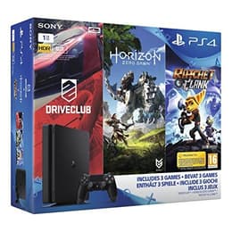 PlayStation 4 Slim 1000GB - Preto + Horizon Zero Dawn + Ratchet & Clank + Drive Club