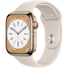 Apple Watch (Series 8) 2022 GPS + Celular 45 - Alumínio Dourado - Bracelete desportiva Luz das estrelas