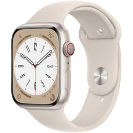 Apple Watch (Series 8) 2022 GPS 45 - Alumínio Dourado - Bracelete desportiva Branco