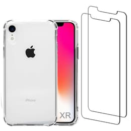 Capa iPhone XR e 2 películas de proteção - Plástico reciclado - Transparente