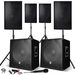 Bm Sonic Système Sonorisation 4400W Complet, 4 Enceintes, 2 Subwoofers USB/BLUETOOTH CABLE PC + Pieds, Prestations, Micro SONO DJ PA BAR Bluetooth Speakers - Preto