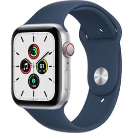 Apple Watch Series SE 1 (2020) GPS + Celular 44 mm - Alumínio Prateado - Bracelete desportiva Azul