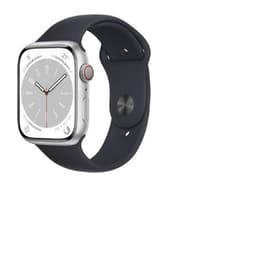 Apple Watch (Series 8) 2022 GPS + Celular 45 - Aço inoxidável Prateado - Bracelete desportiva Preto