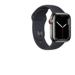 Apple Watch Series 7 (2021) GPS + Celular 45 mm - Aço inoxidável Grafite - Bracelete desportiva Preto