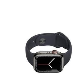 Apple Watch Series 7 (2021) GPS + Celular 45 mm - Aço inoxidável Grafite - Bracelete desportiva Preto