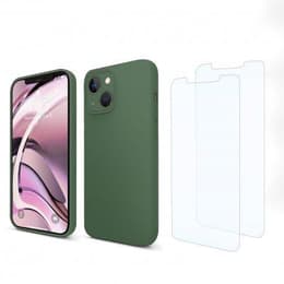 Capa iPhone 13 e 2 películas de proteção - Silicone - Verde
