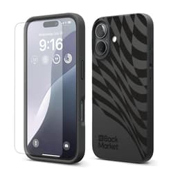 Back Market Capa iPhone 16 e película de proteção - Plástico reciclado - Preto